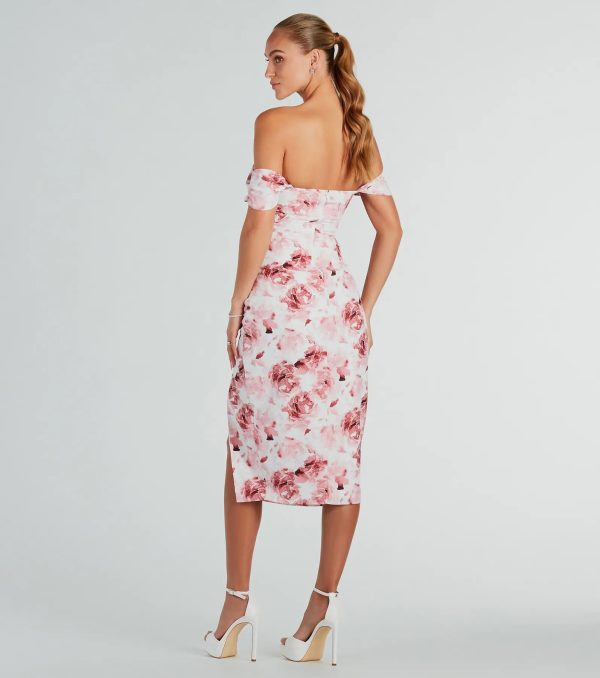 Enchanting Blooms Floral Linen Midi Dress - Image 2
