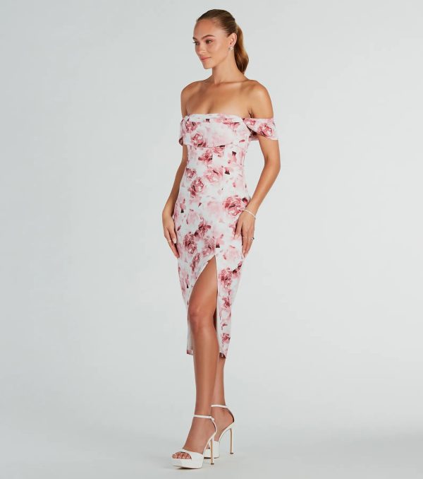 Enchanting Blooms Floral Linen Midi Dress - Image 3