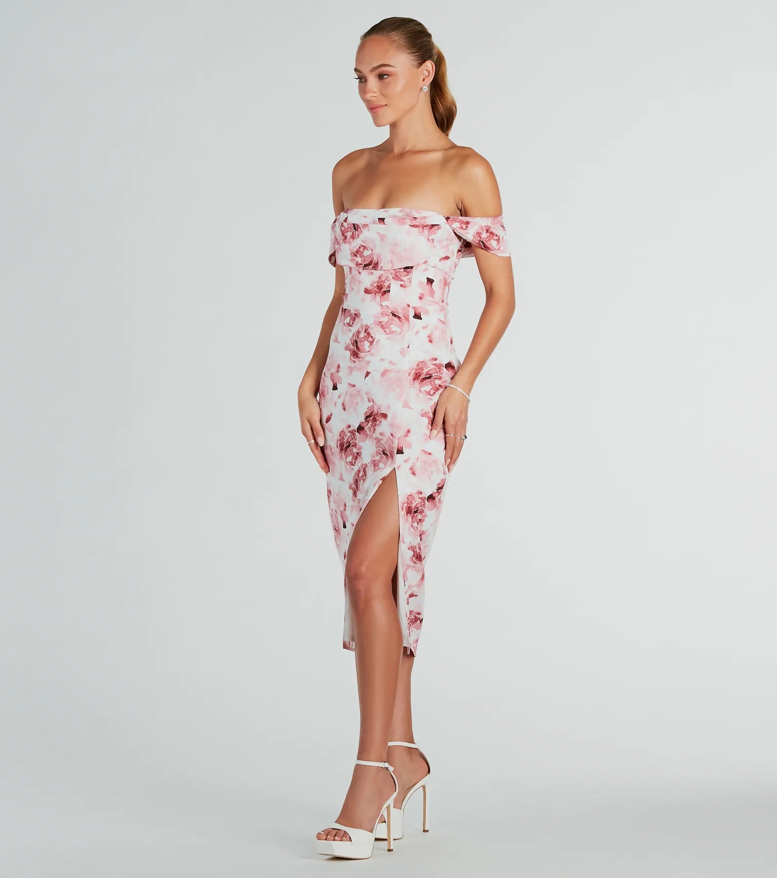 Enchanting Blooms Floral Linen Midi Dress - Image 3