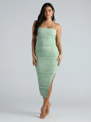 Not Your Average Pearl Mesh Midi Dress