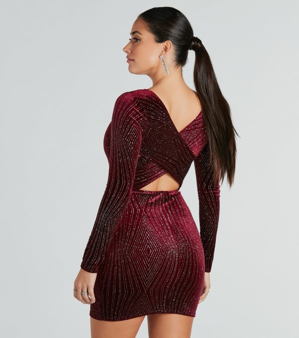 Luxe Energy Glitter Velvet Long Sleeve Mini Dress - Image 2