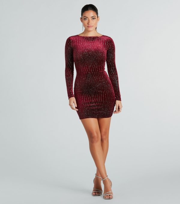 Luxe Energy Glitter Velvet Long Sleeve Mini Dress - Image 3