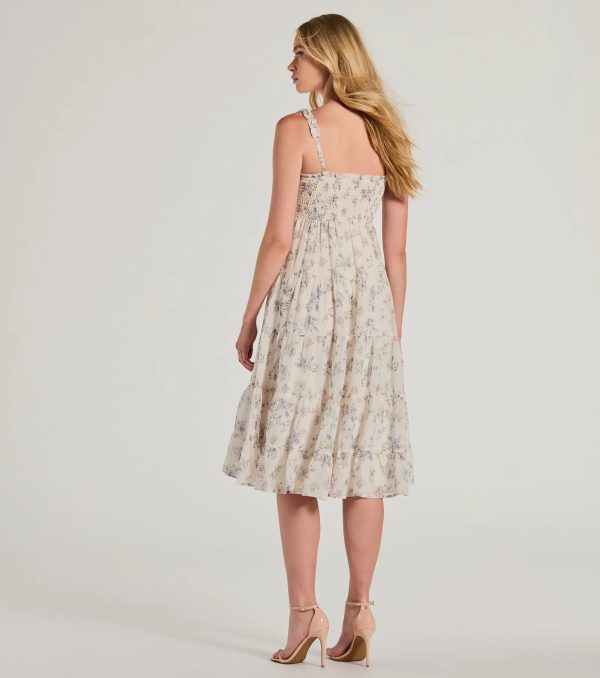 Effortless Love Ruffled Floral Chiffon Midi Dress - Image 6