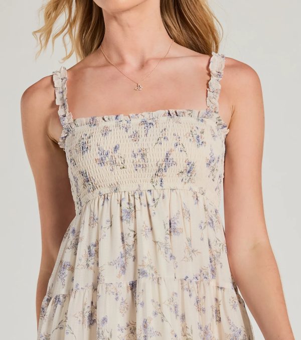 Effortless Love Ruffled Floral Chiffon Midi Dress - Image 7