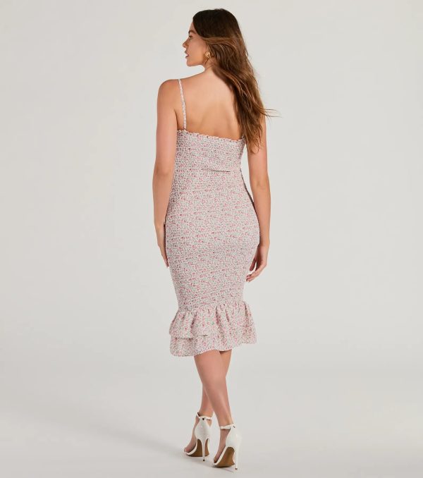Dreamiest Summer Smocked Floral Chiffon Midi Dress - Image 2
