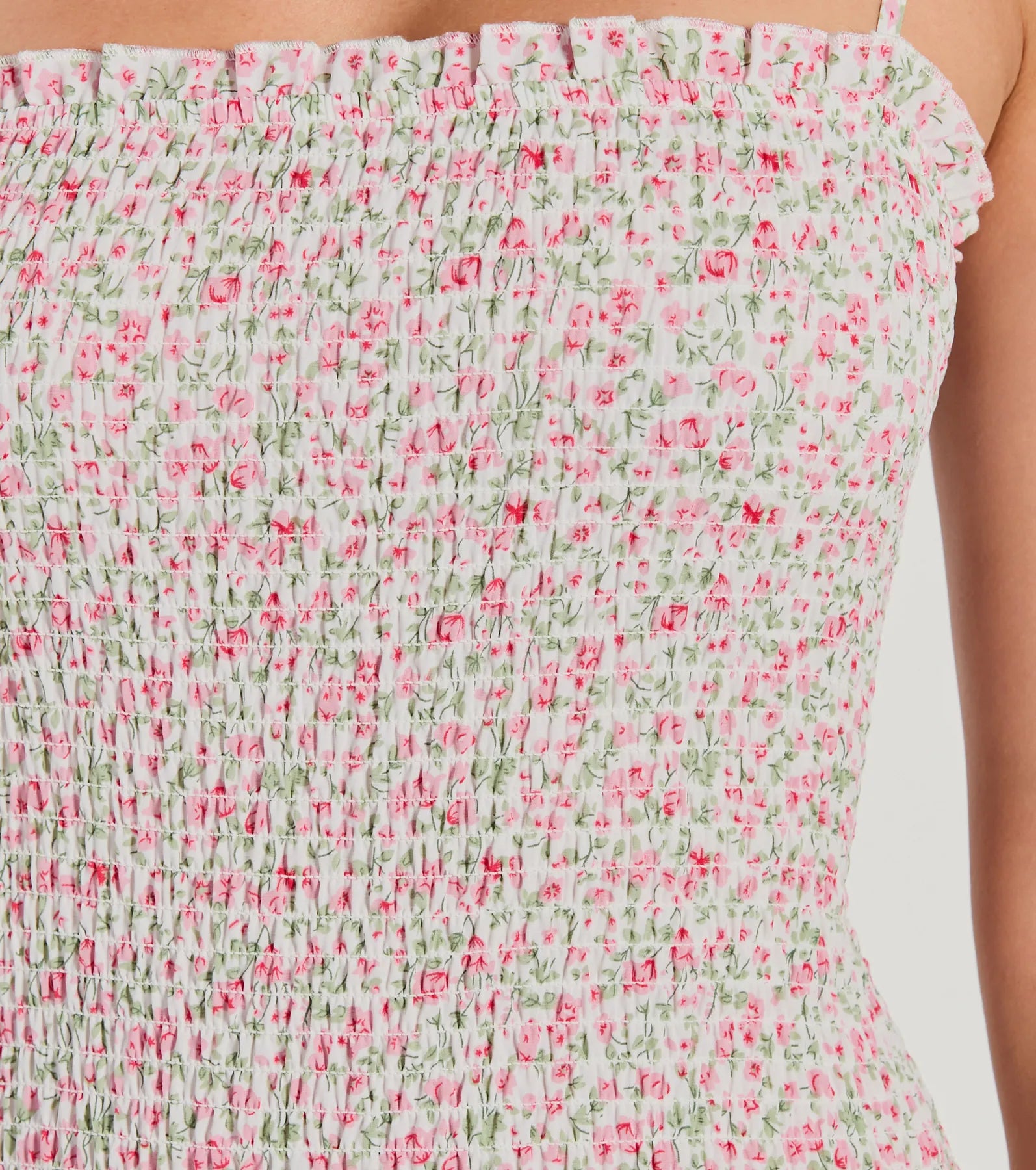 Dreamiest Summer Smocked Floral Chiffon Midi Dress - Image 3