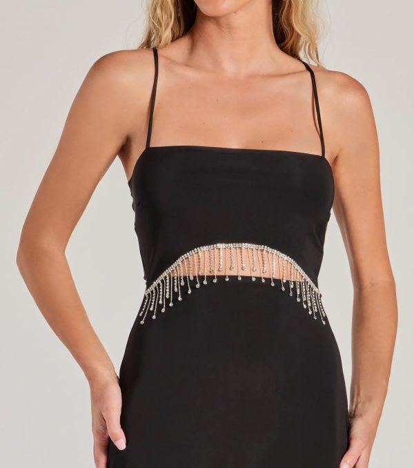 Oh-So-Glam Rhinestone Fringe Cutout Midi Dress - Image 3