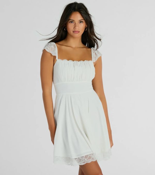 Darling Delight Sleeveless Lace Trim Skater Dress - Image 5