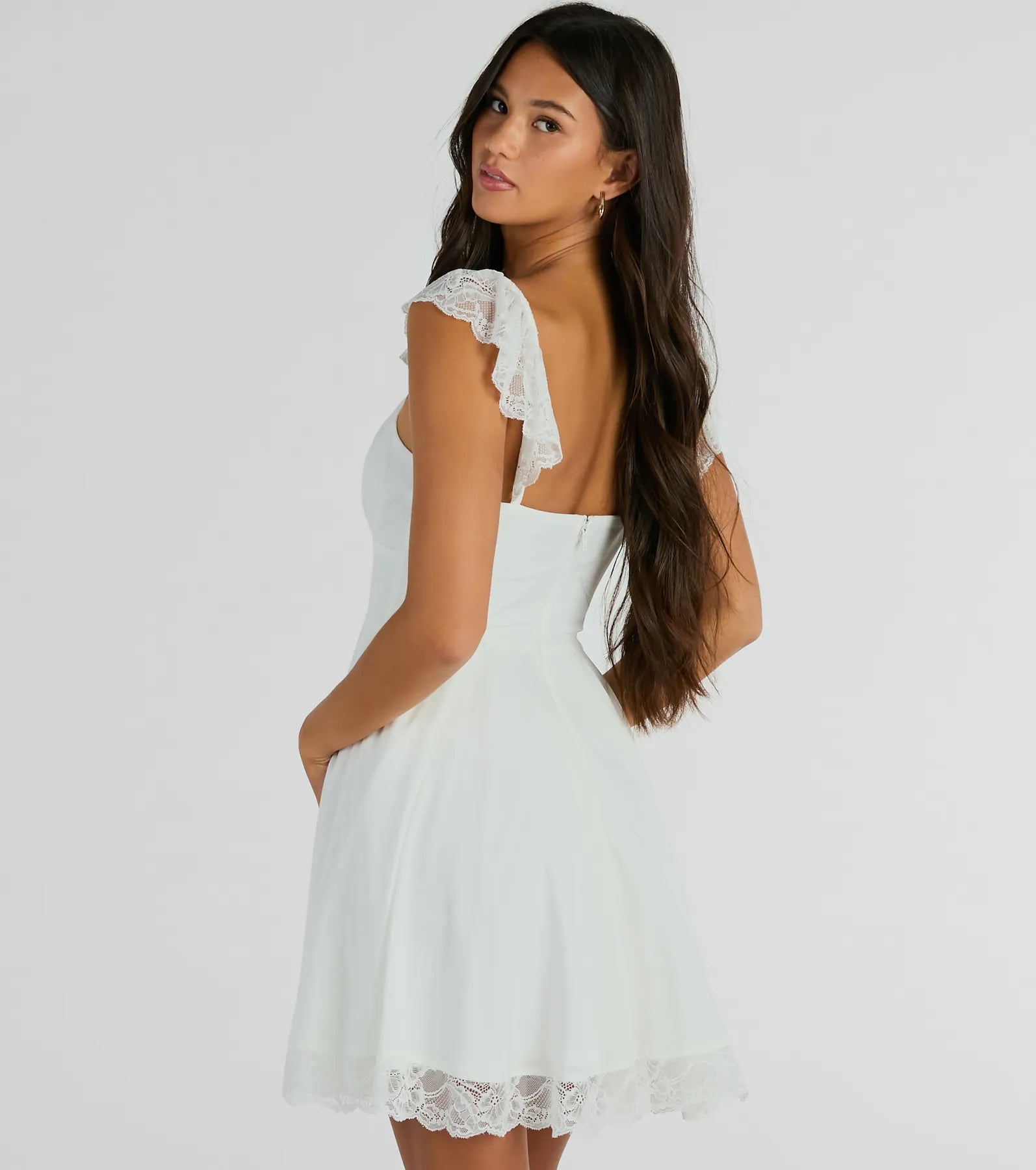 Darling Delight Sleeveless Lace Trim Skater Dress - Image 6
