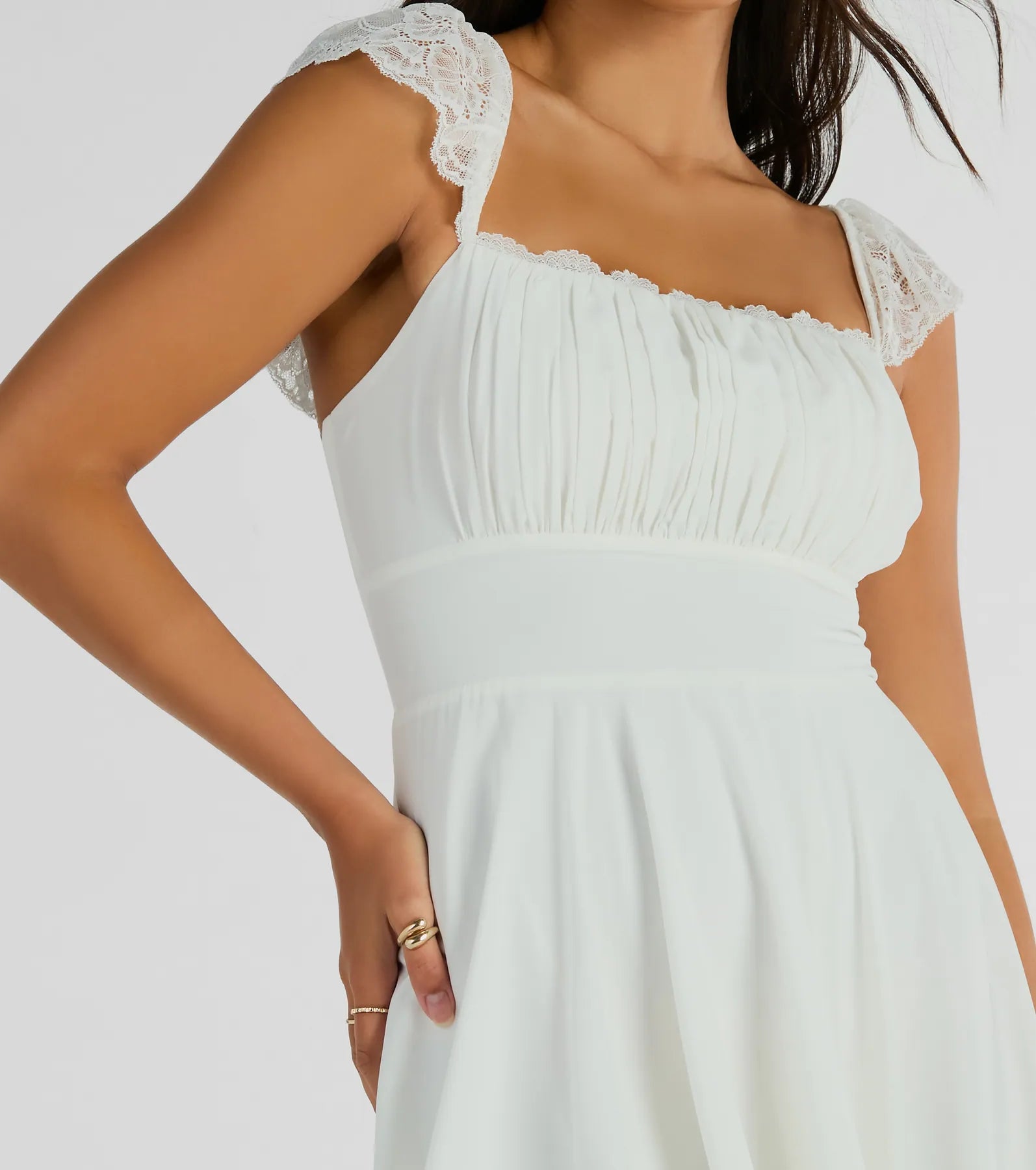 Darling Delight Sleeveless Lace Trim Skater Dress - Image 7