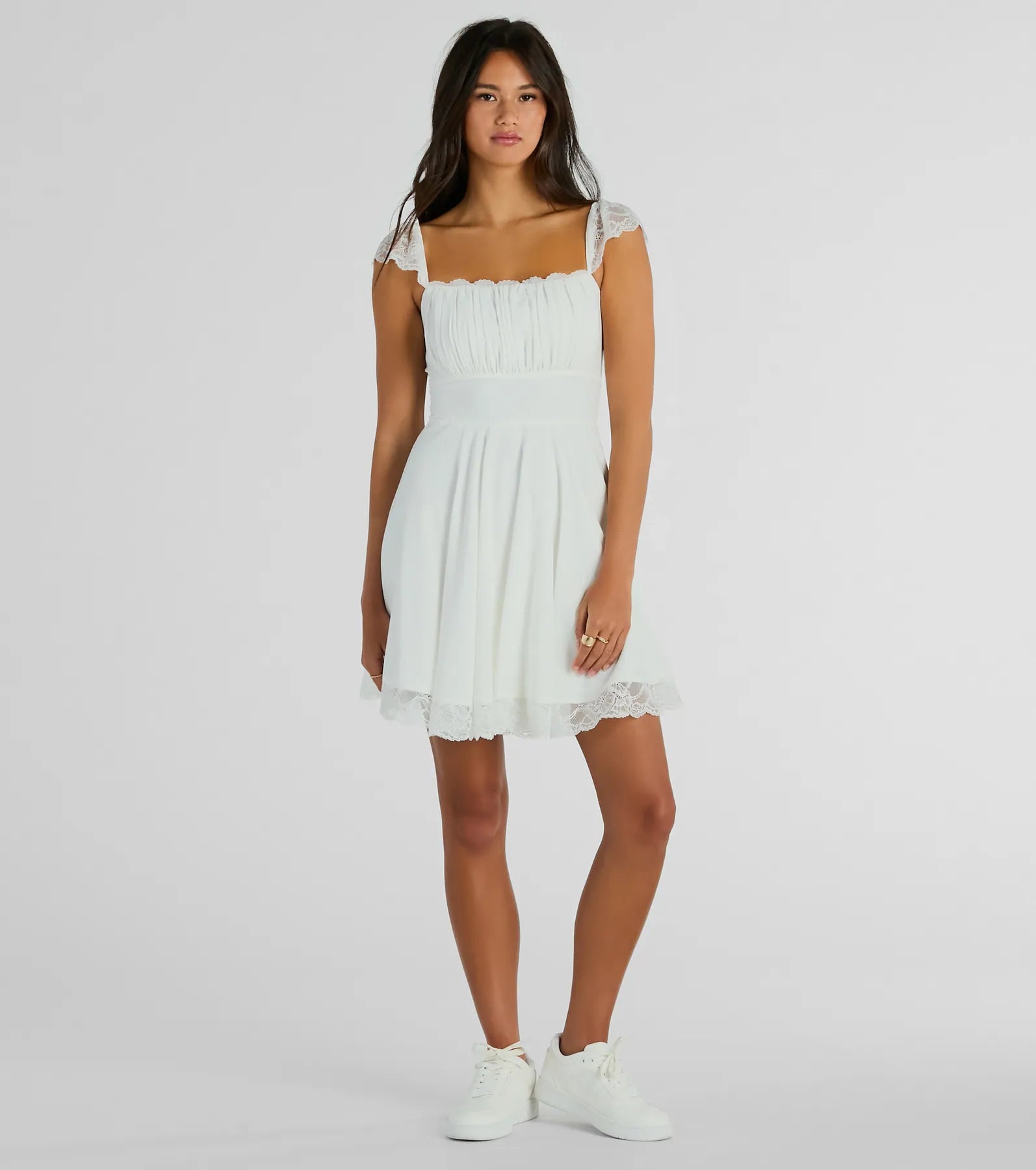 Darling Delight Sleeveless Lace Trim Skater Dress - Image 8