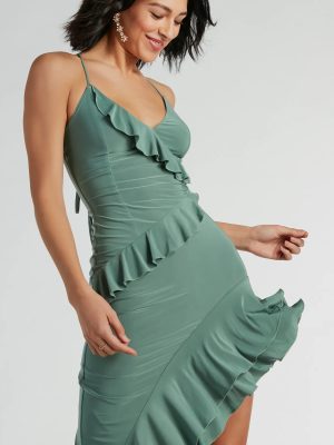 Iconic Flair Ruffled Asymmetrical Midi Dress