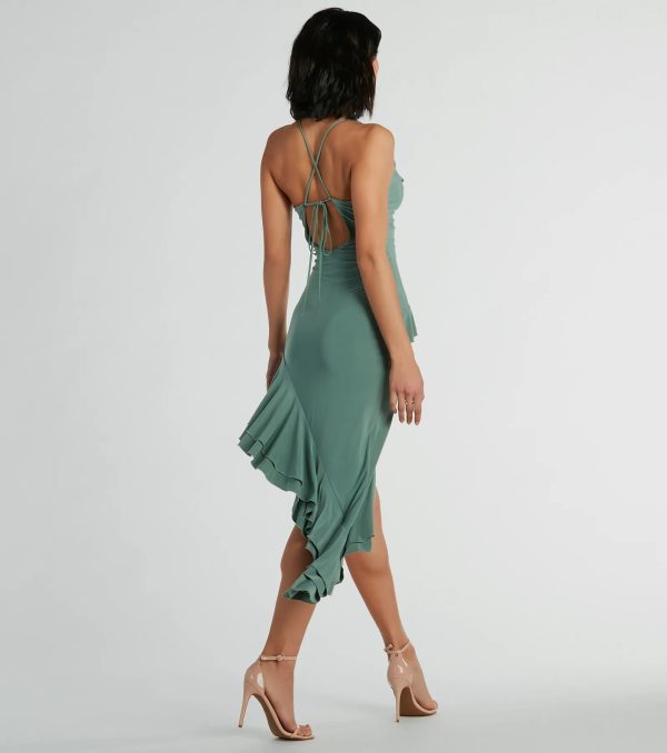 Iconic Flair Ruffled Asymmetrical Midi Dress - Image 4