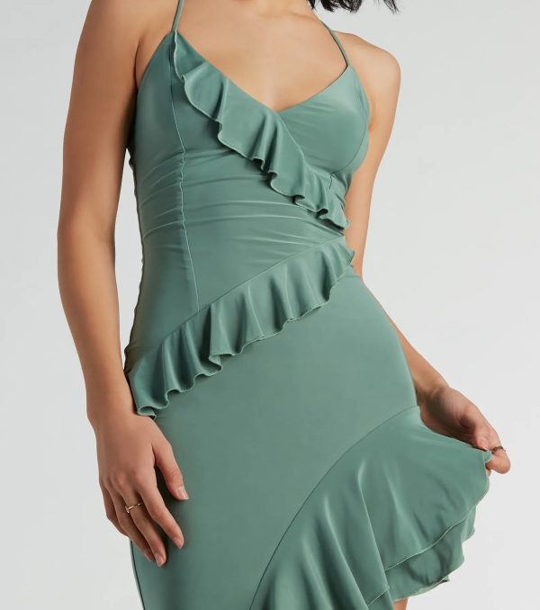 Iconic Flair Ruffled Asymmetrical Midi Dress - Image 5