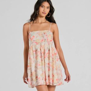 Secret Garden Floral Chiffon Babydoll Dress