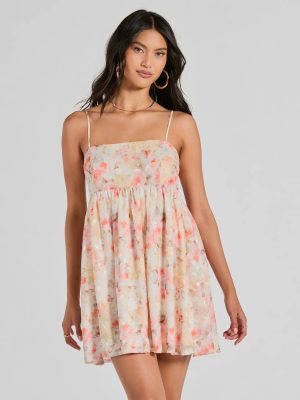 Secret Garden Floral Chiffon Babydoll Dress