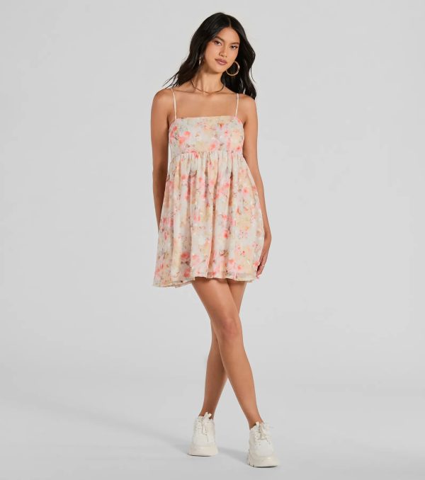 Secret Garden Floral Chiffon Babydoll Dress - Image 4