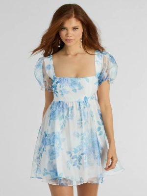 In The Sunshine Puff Sleeve Floral Babydoll Dress