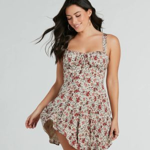 Love's In The Air Floral Chiffon A-Line Dress