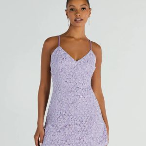 All The Splendor A-Line Faux Pearl Lace Mini Dress
