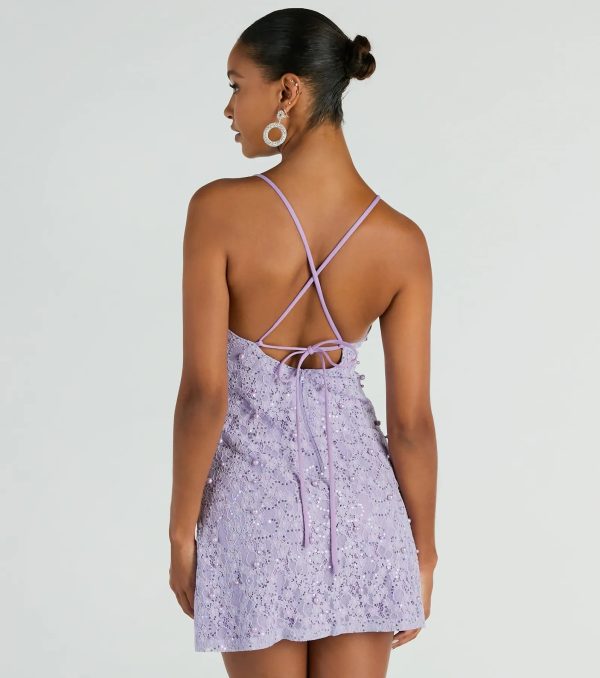 All The Splendor A-Line Faux Pearl Lace Mini Dress - Image 2