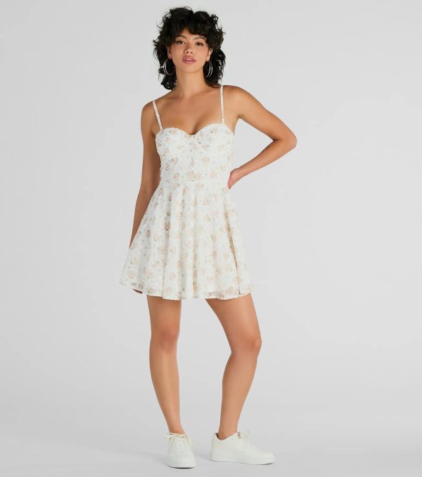 Breezy Chic Floral Embroidered Chiffon Skater Dress - Image 7