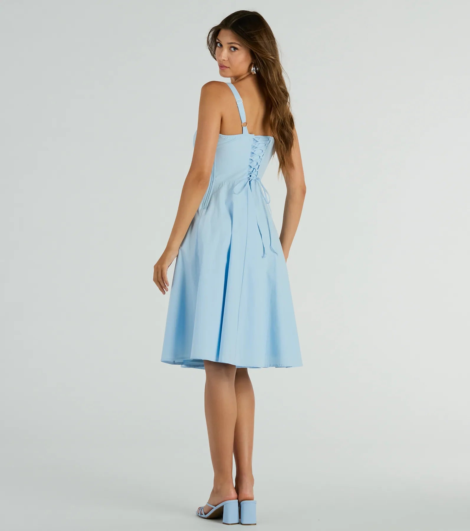 Picturesque Cutie Corset Lace-Up A-Line Midi Dress - Image 2