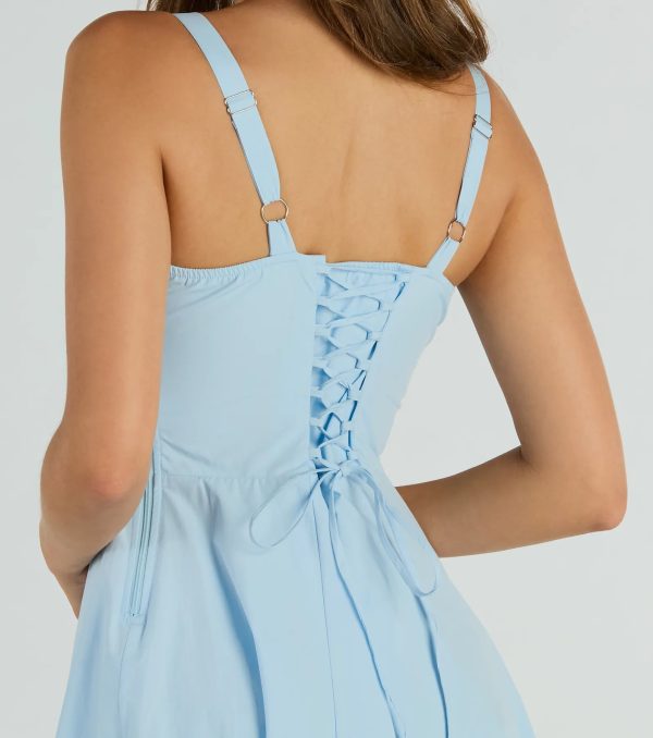Picturesque Cutie Corset Lace-Up A-Line Midi Dress - Image 4
