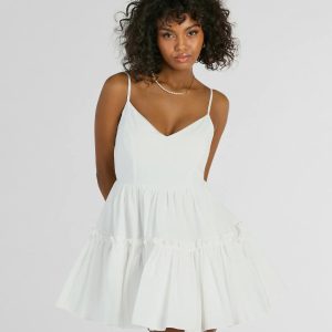 Adorable Flair Tiered Ruffled Skater Dress