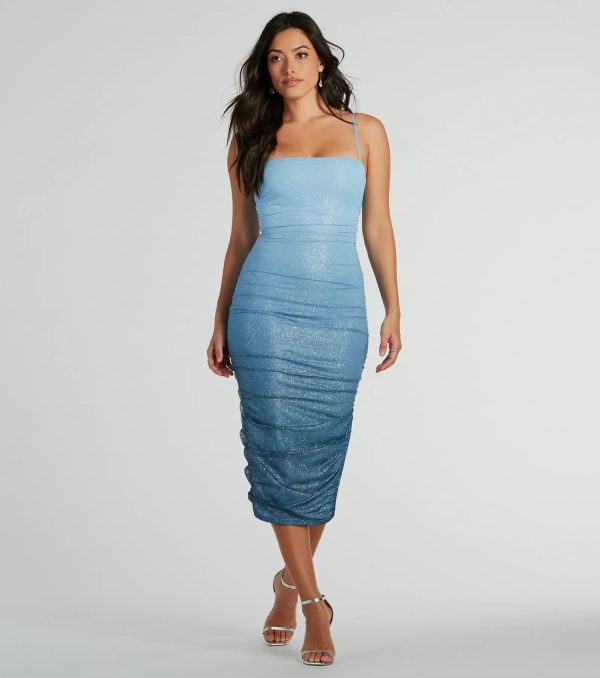 Sassy Shine Ombre Glitter Mesh Midi Dress - Image 6