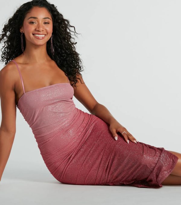 Sassy Shine Ombre Glitter Mesh Midi Dress - Image 3