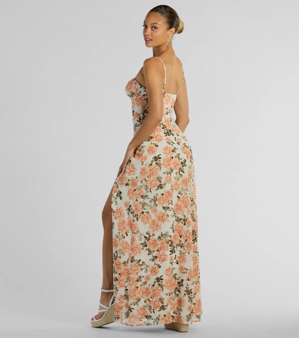 Gorgeous Arrival Rose Floral Chiffon Maxi Dress - Image 2