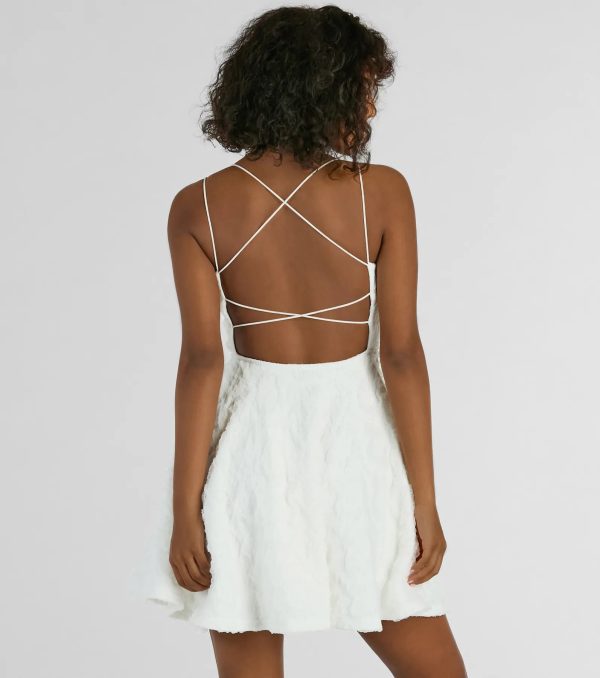 Whimsical Beauty Strappy Back Textured Knit Skater Dress - Image 2