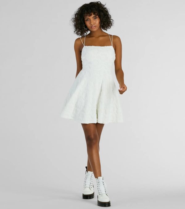 Whimsical Beauty Strappy Back Textured Knit Skater Dress - Image 3