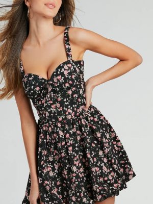 Spring Has Sprung Floral Woven Skater Dress