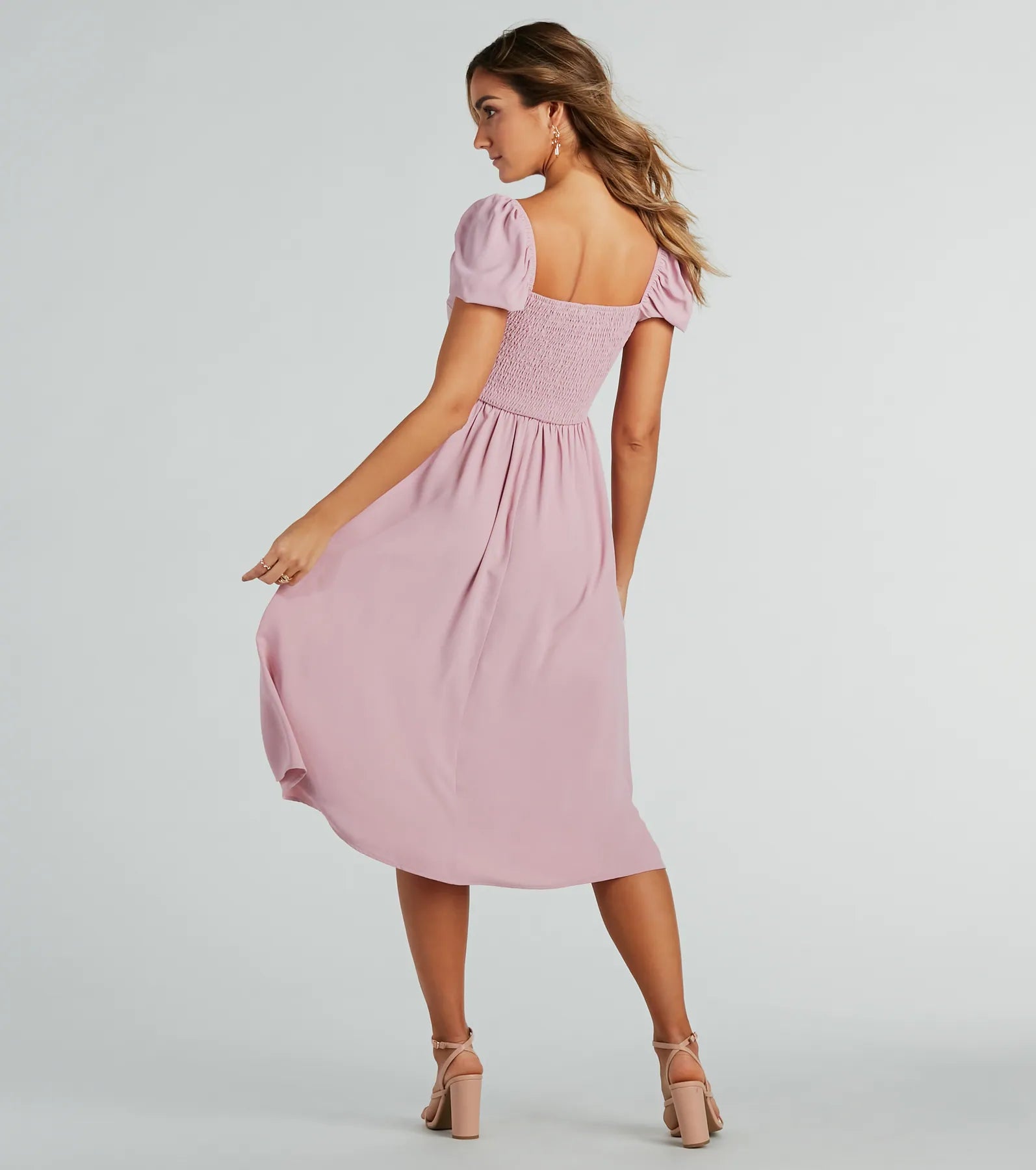 Adorable Factor Chiffon Sweetheart Midi Dress - Image 2