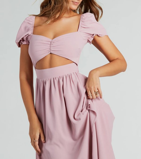 Adorable Factor Chiffon Sweetheart Midi Dress - Image 4