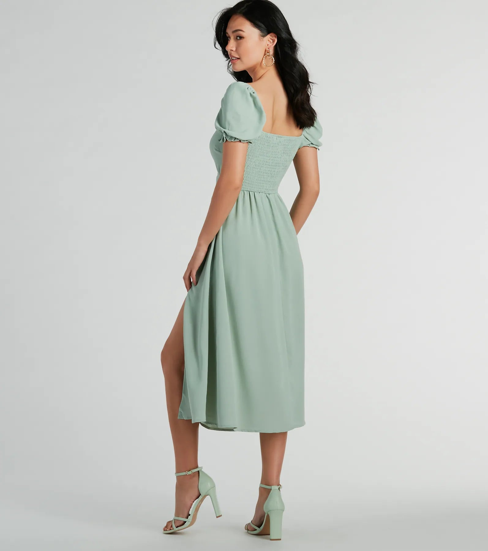 Adorable Factor Chiffon Sweetheart Midi Dress - Image 6