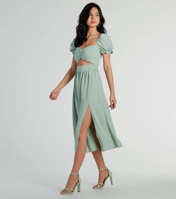 Adorable Factor Chiffon Sweetheart Midi Dress - Image 8