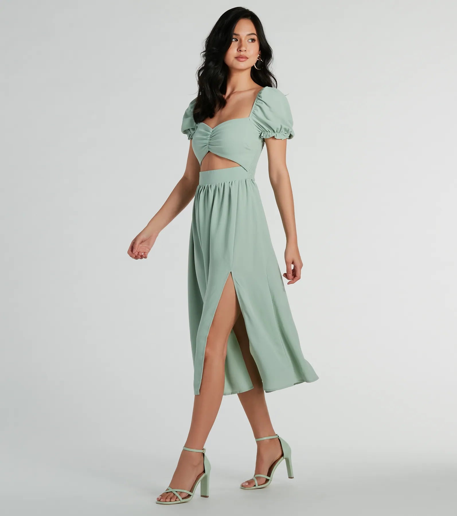 Adorable Factor Chiffon Sweetheart Midi Dress - Image 8