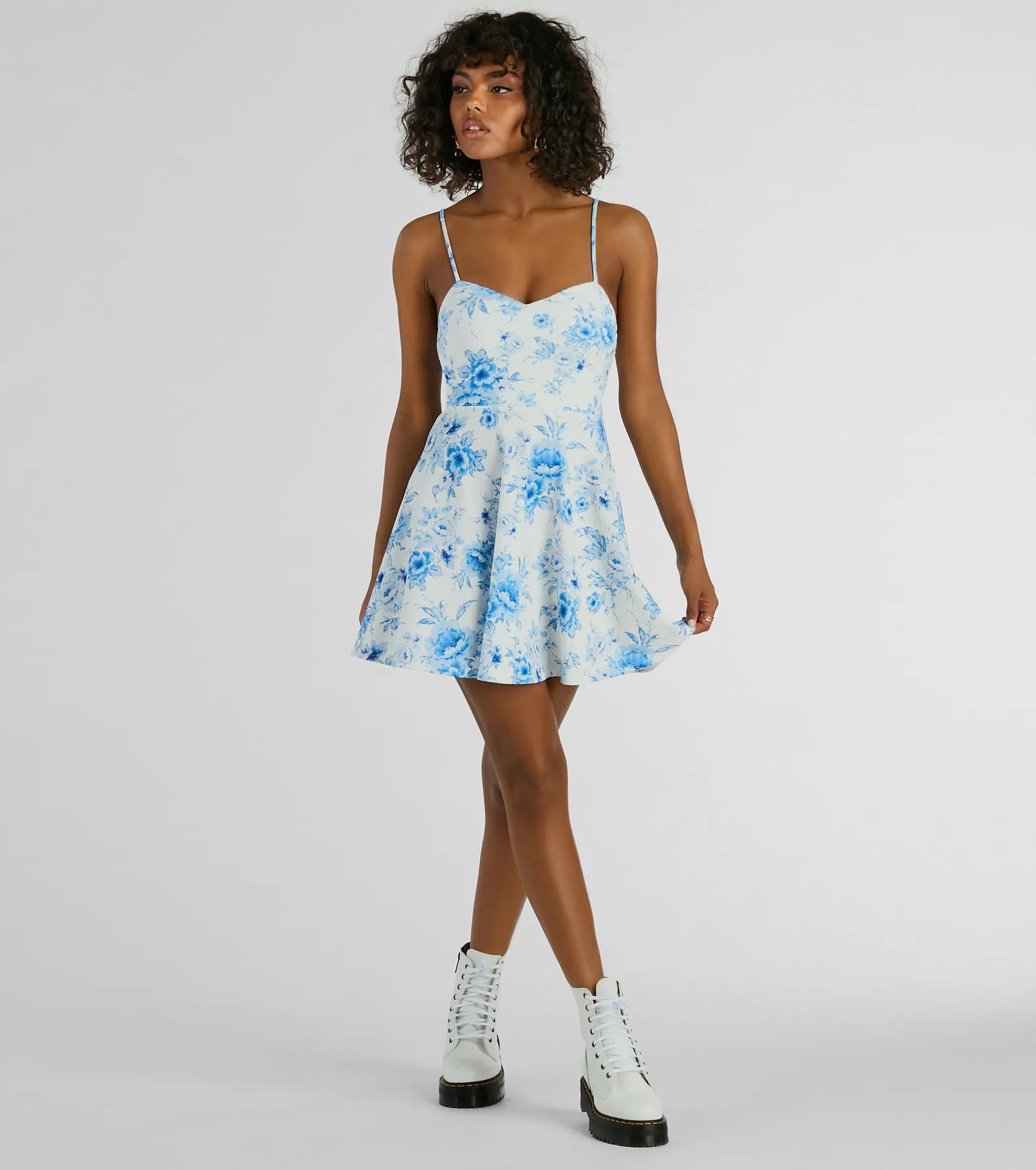 All About Floral Sweetheart Crepe Skater Dress - Image 3