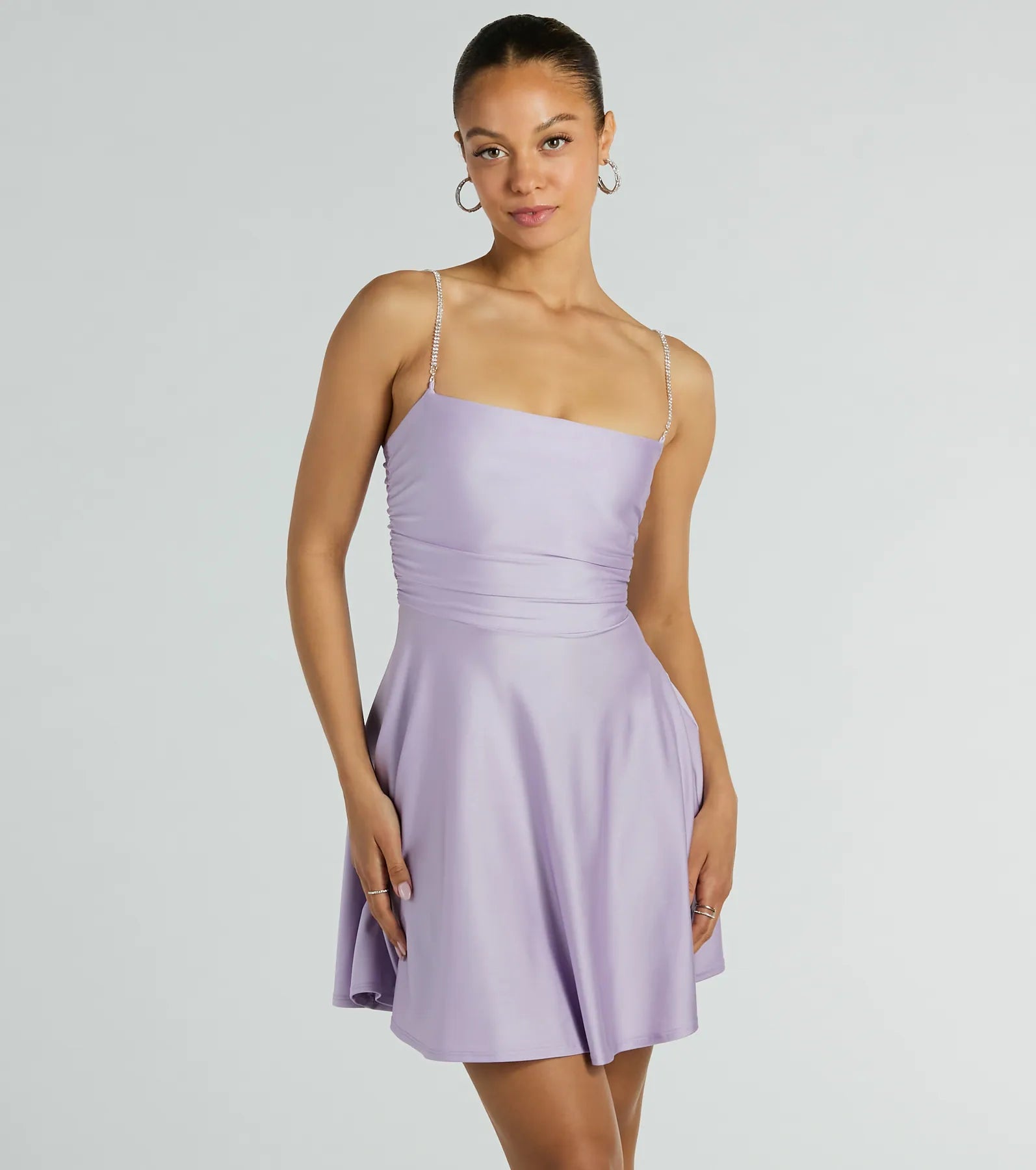 Bling Fling Satin Rhinestone Skater Dress - Image 9