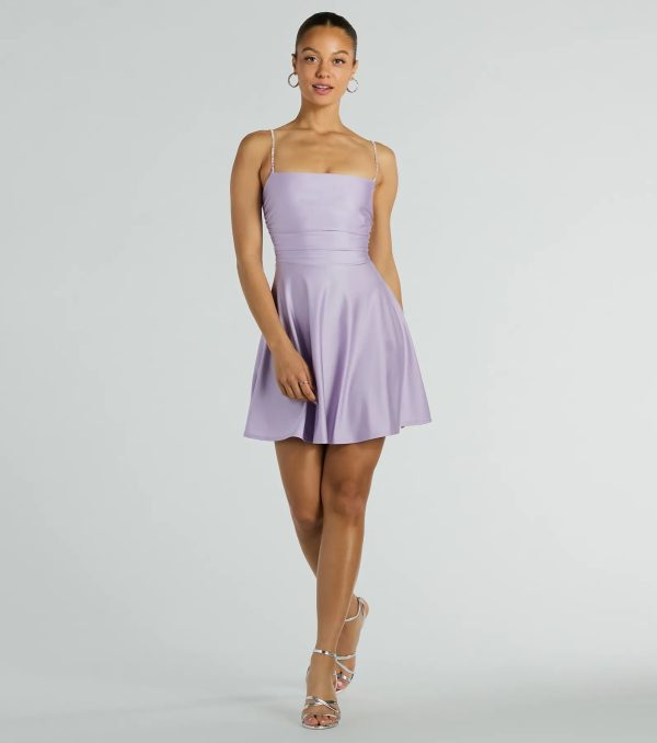 Bling Fling Satin Rhinestone Skater Dress - Image 11