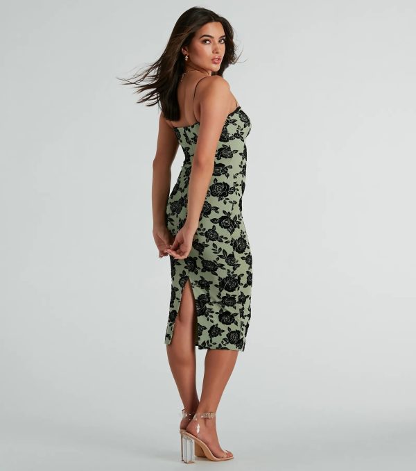 Irresistible Romance Rose Velvet Lace Midi Dress - Image 10