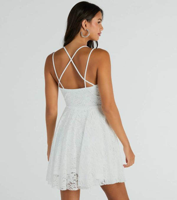 Icing On The Cake V-Neck Lace Skater Dress - Image 6