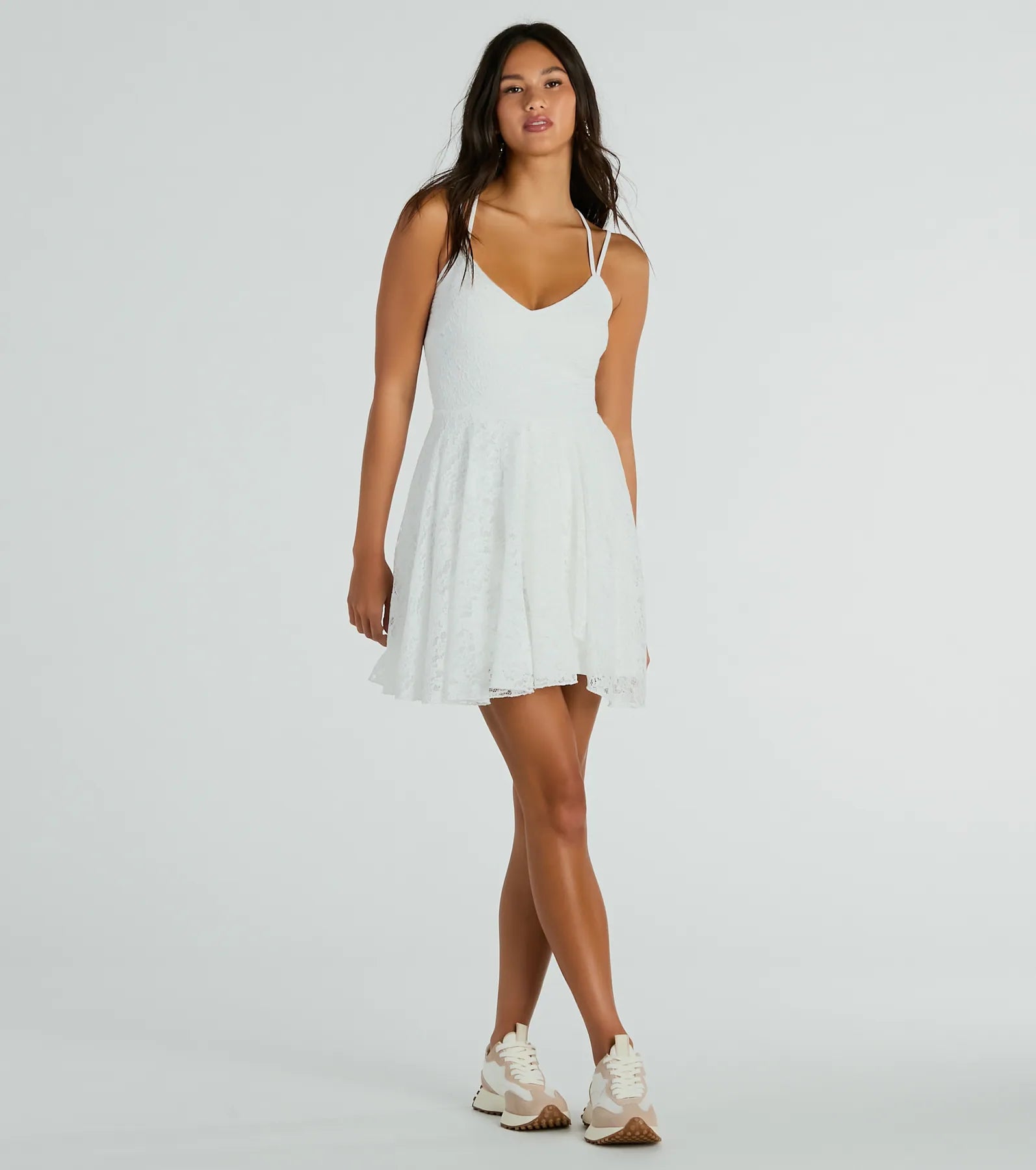 Icing On The Cake V-Neck Lace Skater Dress - Image 7