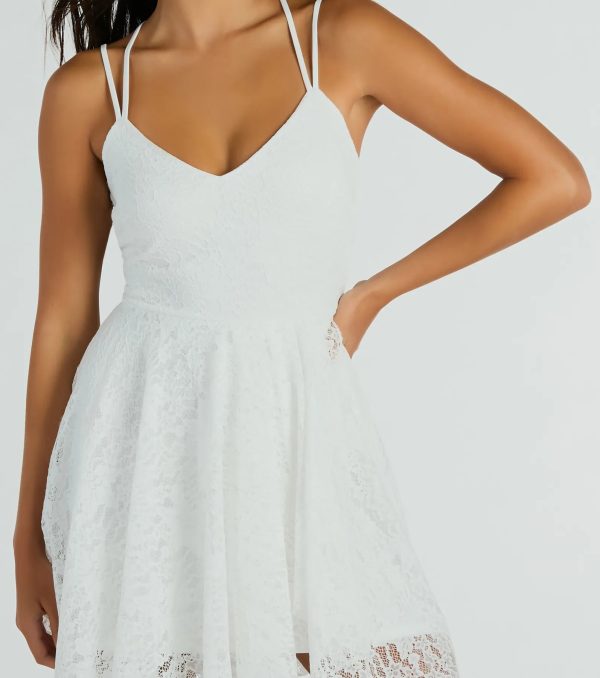 Icing On The Cake V-Neck Lace Skater Dress - Image 8