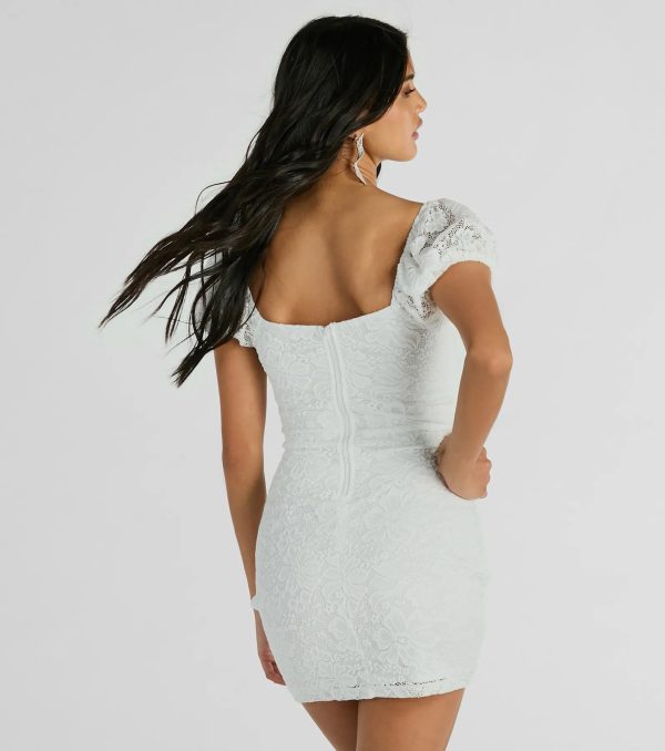 Delicate Essence Puff Sleeve Corset Lace Mini Dress - Image 2