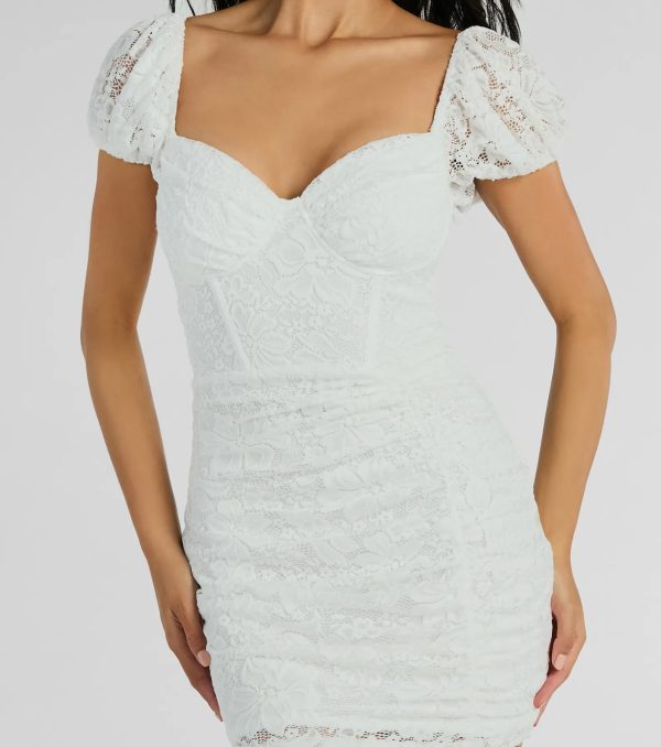 Delicate Essence Puff Sleeve Corset Lace Mini Dress - Image 4