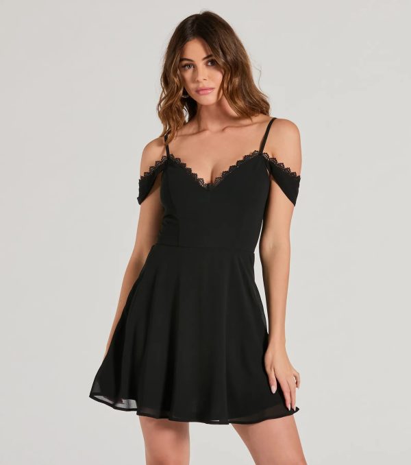 Flow My Way Chiffon Lace Trim Skater Dress - Image 13